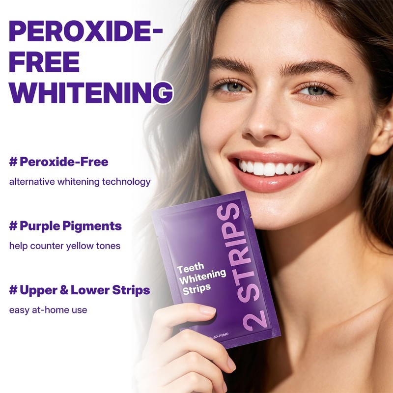 Purple Teeth Whitening Strips 7 Treatments, Peroxide-Free Teeth Whitener for