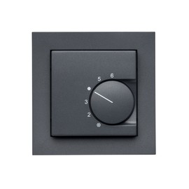 Halmburger Room Thermostat RTR-5510 Anthracite + GIRA E2 1-Way Frame 021123, Anthracite + Cover 55 x 55 mm, Contact Design Opener for Underfloor Heating Actuators 230 V Closed Powerless (NC)