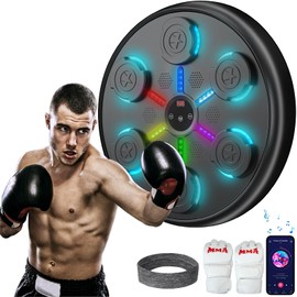 2025 Music Boxing Machine, Boxing Music Workout Machine for Adults Kids, Smart Bluetooth Boxing Music Trainer, Wall Mounted Musical Punching Pad, Boxing Machine with Gloves, Gift for Birthdays-Black
