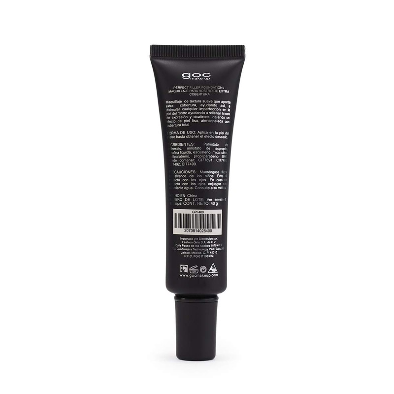 Maquillaje liquido, Perfect Filler Foundation, GOC, Extra cobertura, Acabado matte