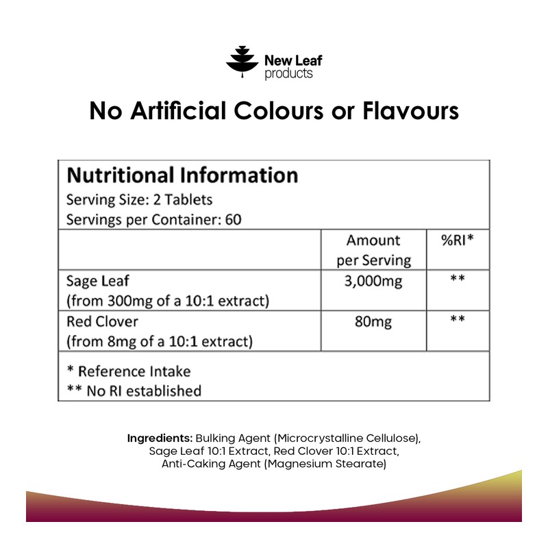 New Leaf Products Sage Leaf & Red Clover Tablets