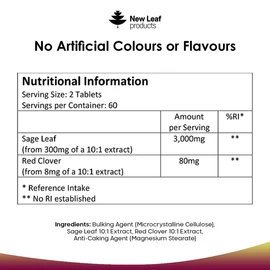 New Leaf Products Sage Leaf & Red Clover Tablets