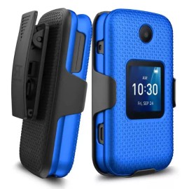 Rome Tech TCL Flip / TCL Flip Pro / Alcatel Go Flip 4 Shell Holster Combo Case - Blue