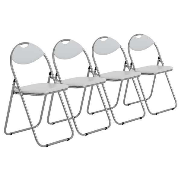 Harbour Housewares Padded Folding Chairs - Easy Store Metal Frame Office Bedroom Seating - Max Load: 114kg - White - Pack of 4