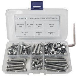 84Pcs M6 x 8mm,12mm,16mm,20mm,30mm,40mm Hex Pan Head Cap Bolts Nuts Screws Assortment Set 304 Stainless Steel Allen Socket Drive (84PCS M6 Hex Screws Nuts)