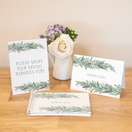 Condolence book for funerals | A5 set of Funeral memory book of condolence and signs | green fern remembrance memories book | memory book for funeral | condolences book
