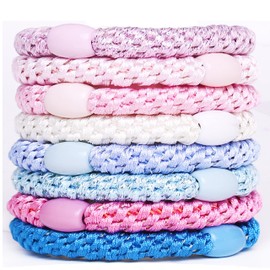 AXEN 8PCS Elastic Hair Tie for Women Girls, Cotton Bands Soft Woven Ponytail Holders for Thick Hair and Curly Hair, Pastel