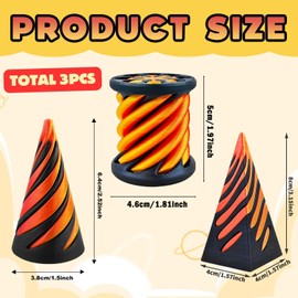 Cuackamily 3PCS Impossible Pyramid Passthrough Sculpture, Pass Through Pyramid Fidget Toy, 3D Printed Spiral Cone Toy Pyramid Sculpture for Relief of Stress Desktop Decor Birthday Gift for Kids & Adul