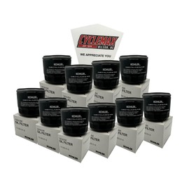 Cyclemax Ten Pack compatible with Kohler Full Flow Oil Filter 12 050 01-S containing Ten Filters and a Funnel