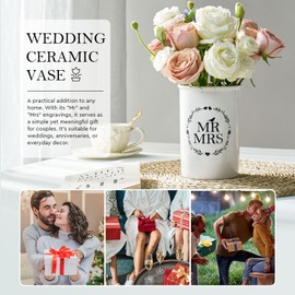 AW BRIDAL Ceramic Wedding Vase Mr and Mrs Flower Vase Wedding Gifts Bridal Shower Gifts Engagement Gifts for Couples Gifts Wedding Centerpiece Table Decorations Vases Home Decor