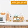 Worthyeah Bamboo Dish Drying Rack, 3-Tier Collapsible Wooden Dish Rack