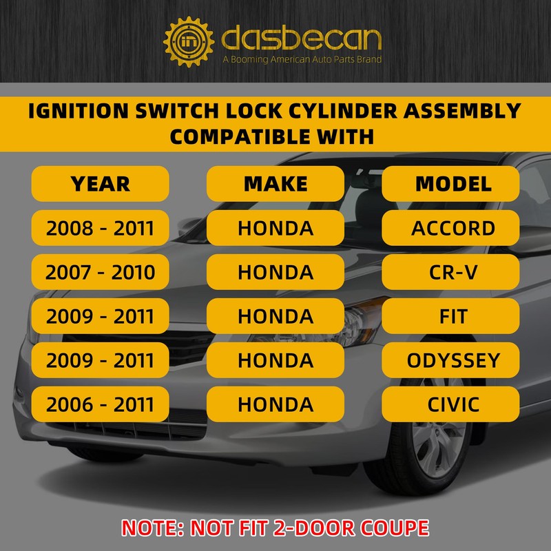 Dasbecan Ignition Switch Lock Cylinder Assembly with Door Lock Cylinders
