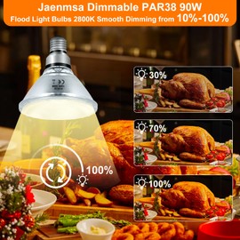 Jaenmsa 90 Watt Outdoor Floodlight Bulbs Par38, 120V 90W Halogen Flood Light Bulbs Dimmable, 2 Pack Indoor/Outdoor Floodlight Bulbs Soft White 2800K, Halogen Reptile Heating Bulbs E26 4050LM