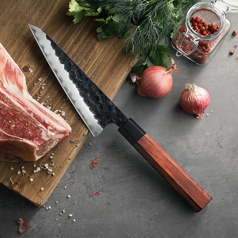 HEZHEN 5.8 inch Multi-purpose Honesuki Knife,10Cr15CoMoV Steel Core,Triple-layer Composite Steel,Redwood