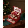 CASEGRACE Jewelry Box,3 Layers Leather Jewelry Storage Box with Lock,