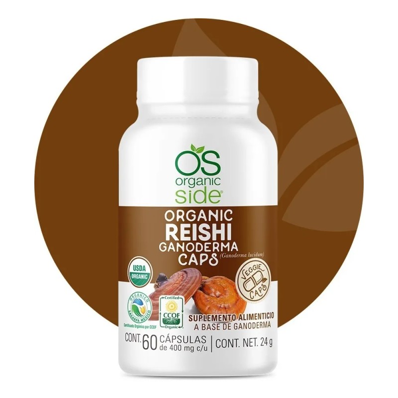 Reishi Orgánico 400mg 60 Capsulas Organic Side Sabor Sin Sabor