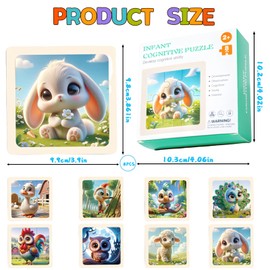 KHDULQ Pack of 8 Wooden Puzzles Children, Children's Puzzle Animals Puzzle from 2-5 Years 8 x 6 Pieces Frame Puzzle Children from 3 Toys Montessori Preschool Educational Toy Gifts (Animal)