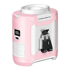 CAZOKASI 2024 Upgrade 10000mAh Waist Clip Fan Wearable Fan Portable Personal Body Fan Powerful Upto 40H Cooling and Heatstroke Prevention (10000mAh / Pink white)