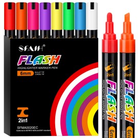 SFAIH Liquid Chalk Markers Erasable - 8 Vibrant Chalkboard Markers for Chalkboards, Windows, Glass, Signs, Dust Free Chalk Pens for Kids & Adults - 6mm Reversible Bullet & Chisel Tips, Non-Toxic