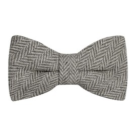 King & Priory Silver Grey Herringbone Bow Tie