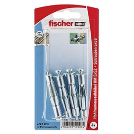 Fischer 050907 Cavity Metal Dowel HM 5 x 52 SK SB Card, 4 x Screws M 5 x 60, 050907