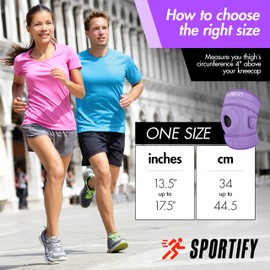 SPORTIFY Rodillera con Estabilizadores Laterales Ortopédica y Deportiva para Máximo Apoyo para el Dolor de Rodillas y Rápida Recuperación para Hombre y Mujer. Neopreno y Gel para Rotula (LILA/NEGRO)