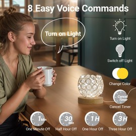 FuoiCorn Decorative Crystal Mood Table Lamp for Bedroom - 3 Lighting Modes USB-Powered LED Night Light with Voice Control,Cozy Warm Ambient Lighting,Home Decor