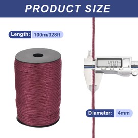 QUARKZMAN 4 mm Polypropylene Rope Braided Ropes, 100 m Nylon Rope Hollow Rope for Washing Line, Camping, Hiking, Outdoor, Brick Red