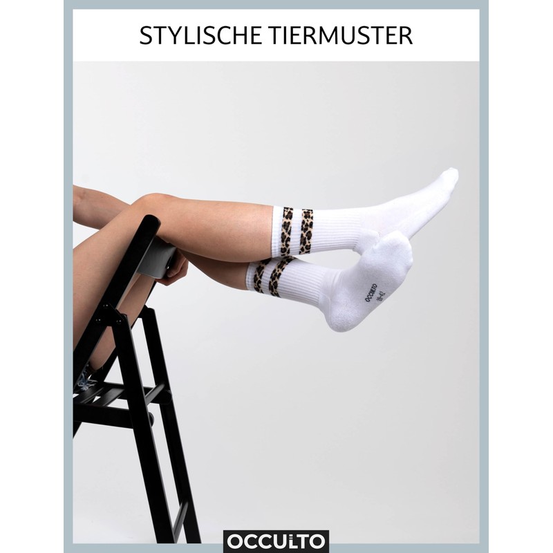Occulto Women's Animal Pattern Tennis Socks Pack of 6 (Model:
