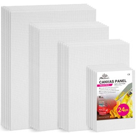 PHOENIX 24 Pack Artist Canvases for Painting Canvas Panels Multipack - 5x7, 8x10, 9x12, 11x14 Inch, 8 Oz Triple Primed Cotton Canvas Boards for Acrylic, Oil, Watercolor & Tempera, Wet & Dry Media