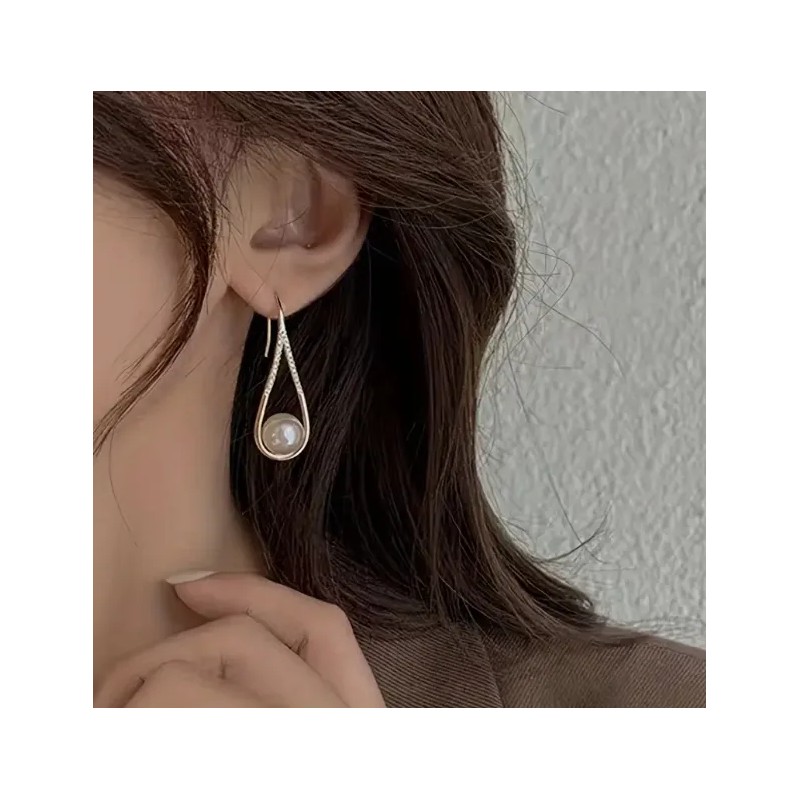 2 Par Elegante Estilo Vintage Pendientes De Perlas