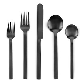 Black Silverware Set, LAZAHOME 20-Piece Flatware Cutlery Set Service for 4, Stainless Steel Kitchen Utensil Set, Spoons And Forks Set, Matte Finished, Dishwasher Safe