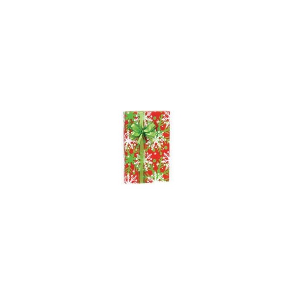 RED & GREEN SNOWFLAKES Christmas Holiday Gift Wrap Paper - 16 Foot Roll by Premium Quality Gift Wrap Paper