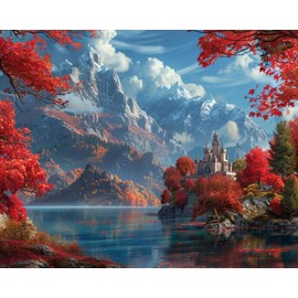QACEYID Fantasy Landscape Paint by Numbers Kit for Adults, Paint by Number on Canvas, Abstract Art Digital Oil Painting Kits Suitable for Home Wall Decoration Gift 16x20 Inch