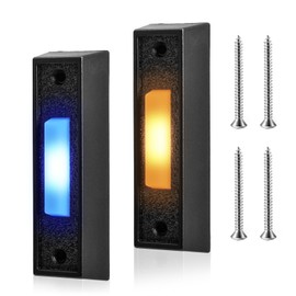 Sankoly Lighted Doorbell Button 2 Piece Doorbell Push Button Garage Door Button Plastic Wall Mounted Door Bell with Soft Blue and Yellow Light