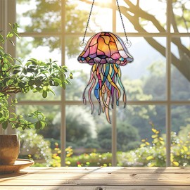 Jellyfish Ornament Acrylic Window Hanging, Gift for Sea Animal Lovers, Home Wall Room Hanging Decor, Christmas Decorations