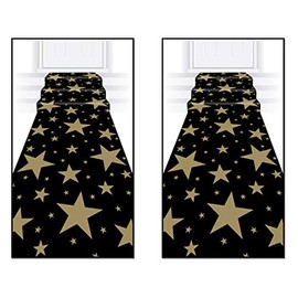 Beistle Star Runners 2 Piece, 24" x 10', Black/Gold