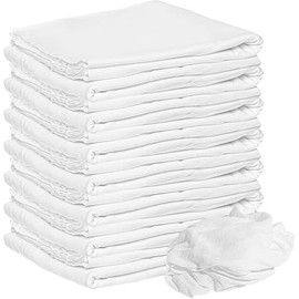 Linteum Textile Supply White Tshirt Rags 100% Cotton Lint Free Wiper Rag 18x18 Inches Die Cut Jersey Rag Wiping Towels for Kitchen, Industrial, Wood, T-shirt Material Reusable Cleaning Cloths 150 Pack