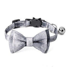 FUNAT Bogen abnehmbares Katzenhalsband, Soft Tie gefärbtes Katzenhalsband, Blaues Katzenhalsband 1.0 * 28 cm, Katzenhalsband mit Schleife, Katzenhalsband mit Schnalle und Glocke
