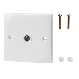 TV Aerial Socket Coax Wall Faceplate, TV FM Coaxial Aerial Wall Socket Plate, 50/60HZ Aerial Junction, Wall Outlets Plate, Flame Retardant Materials for Reliable TV and FM Radio (1Pcs White)