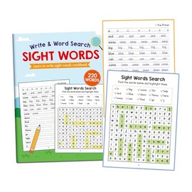 Zwttey 220 Sight Words: Write Practice and Word Search Puzzle Game, Early Childhood Education Materials for Pre-K & Kindergarten, Learn to Write for Kids Ages 4-6