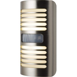 GE Enbrighten LED Motion Sensor Night Light, Plug-In, 40 Lumens, Motion-Select with 25ft Detection, Dusk-to-Dawn, Brushed Nickel Louver – 37299 (1 Pack)