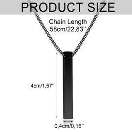 Ryaupy Set of 2 Necklace Bar Pendant for Men Women Fashion Stainless Steel Bar Pendant Necklace Black & Silver Bar Pendant Chain Necklace Jewellery Gift Length 23 Inches, Stainless Steel