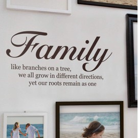Family Like Branches On A Tree - Quote Lettering Decal Wall Decal - Chestnut Brown