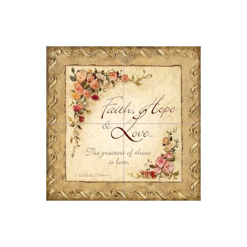 Ceramic Backsplash Tile Mural Inspirational Religious Kitchen/Bathroom - Faith Hope