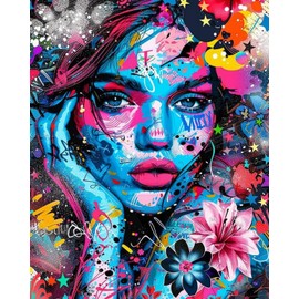 5D Diamond Painting Kits for Adults, Colorful Girl Full Drill Round Diamond Cross Stitch Flower Women Diamond Painting by Number Rhinestone Embroidery Arts Craft Unique Style for Home Decor 12x16 inch