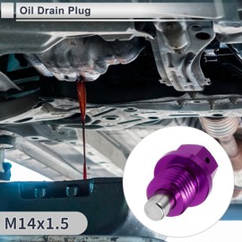 RATCHROLL 1 Set Universal Oil Drain Plug Anti Leakage Oil Pan Drain Bolt Screw Thread Repair with Gasket Magnetic Purple Aluminum Alloy Copper M14x1.5