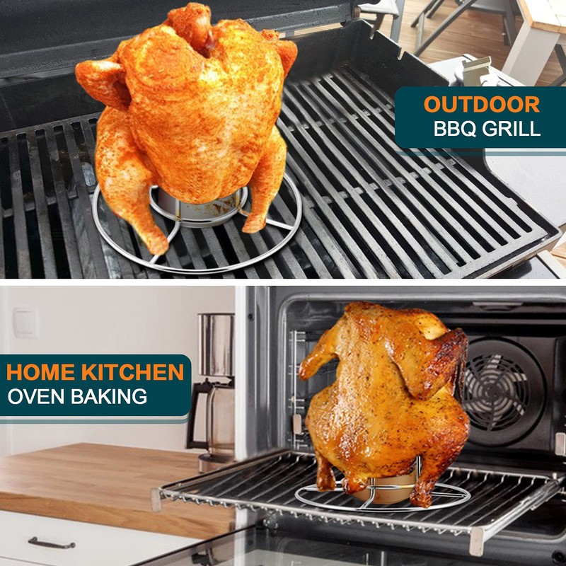 P&P CHEF Beer Can Chicken Holder Grill Rack, Stainless Steel