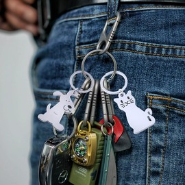 DUMYFENG 2 Pcs Metal Keyring Key Pendant Cat keyring Animal Keychain for Friends Couples and Family Keychain Decor Car Pendant Gift