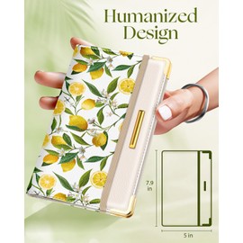 TONJOY Server Book for Waitress - Leather Bill Serving Fold Waiter Booklet Checkbook Wallet Notepad Ticket Holder Accessories with Zipper Pocket, A Pen Fit Server Apron for Restaurants Lemon